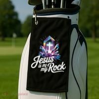 Biblical Jesus Is My Rock Christian Golf Towel thumb 2