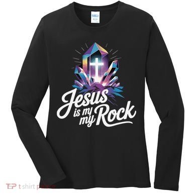 Biblical Jesus Is My Rock Christian Women's Long Sleeve Shirt