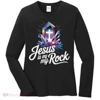 Biblical Jesus Is My Rock Christian Women's Long Sleeve Shirt thumb 0