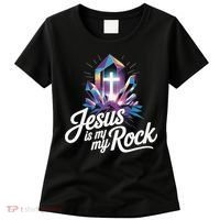 Biblical Jesus Is My Rock Christian Women's T-Shirt thumb 0