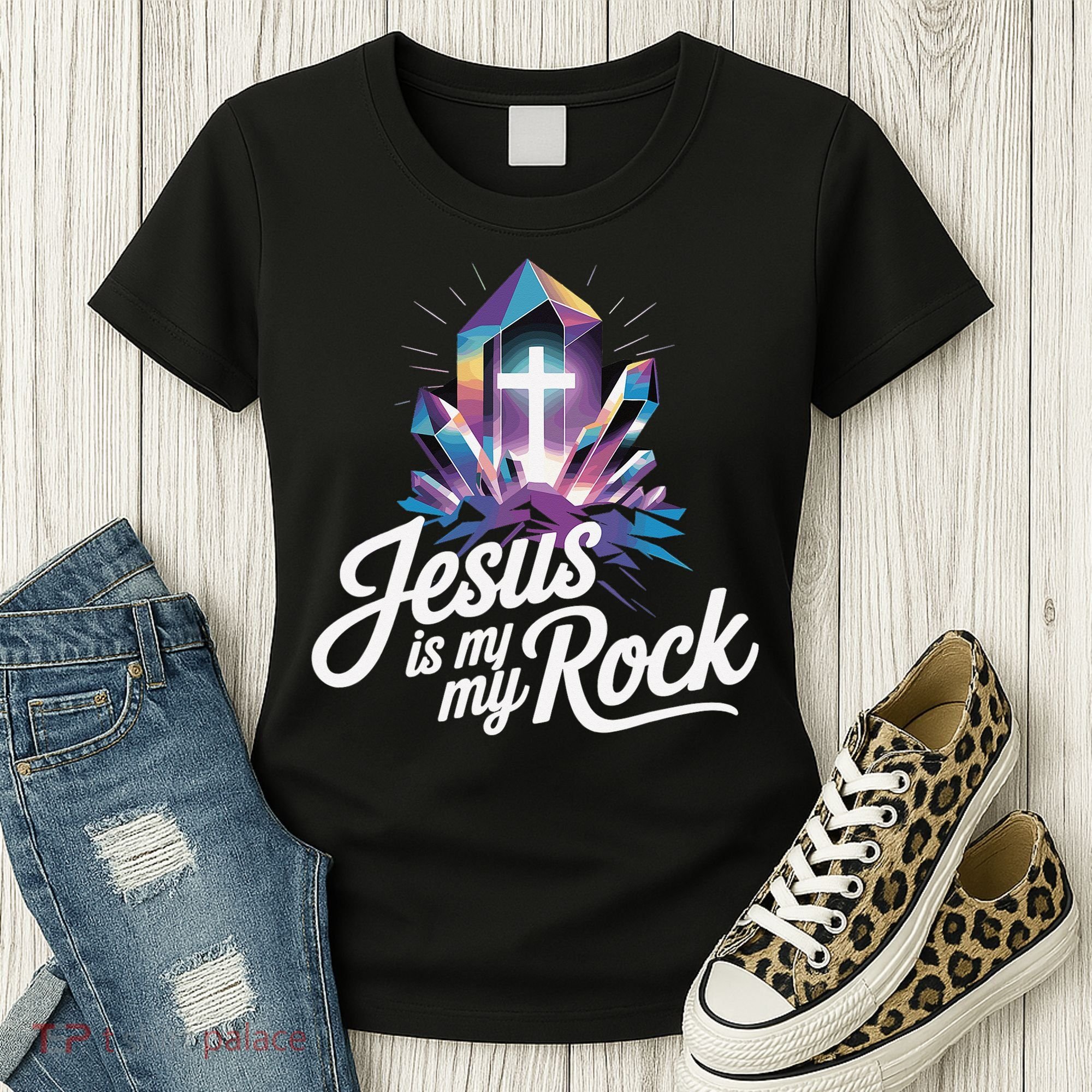 Biblical Jesus Is My Rock Christian Women's T-Shirt