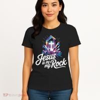 Biblical Jesus Is My Rock Christian Women's T-Shirt thumb 4