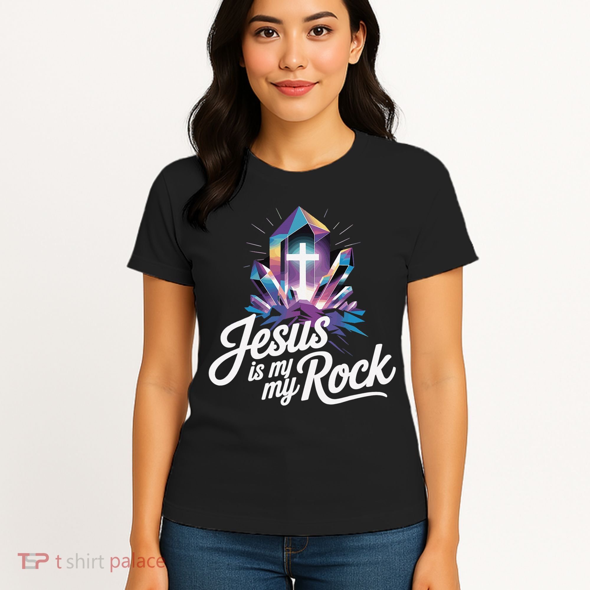 Biblical Jesus Is My Rock Christian Women's T-Shirt