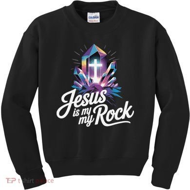 Biblical Jesus Is My Rock Christian Kids Sweatshirt