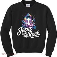 Biblical Jesus Is My Rock Christian Kids Sweatshirt thumb 0