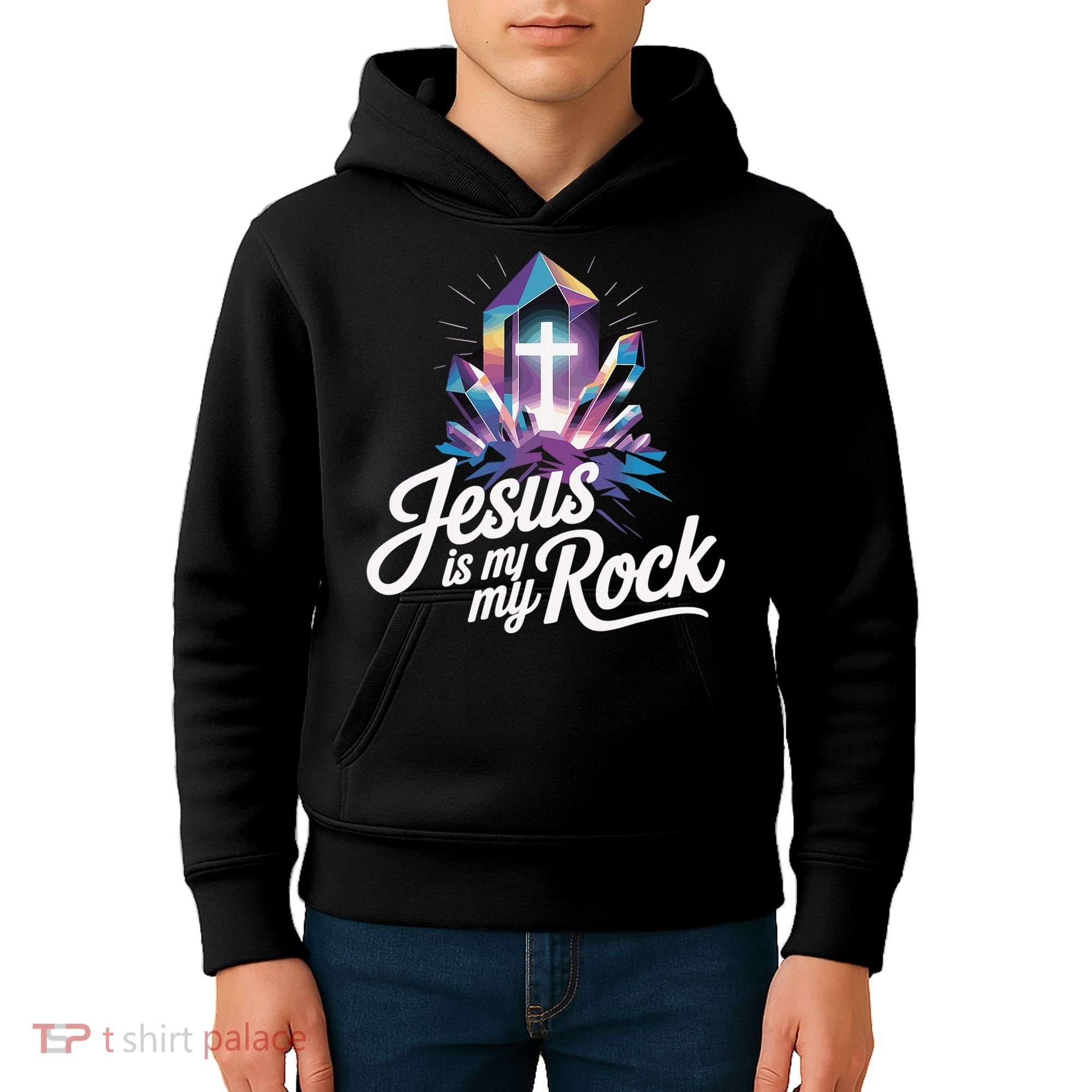 Biblical Jesus Is My Rock Christian Kids Hoodie