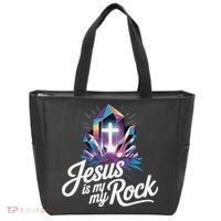 Biblical Jesus Is My Rock Christian Tote Bag thumb 0