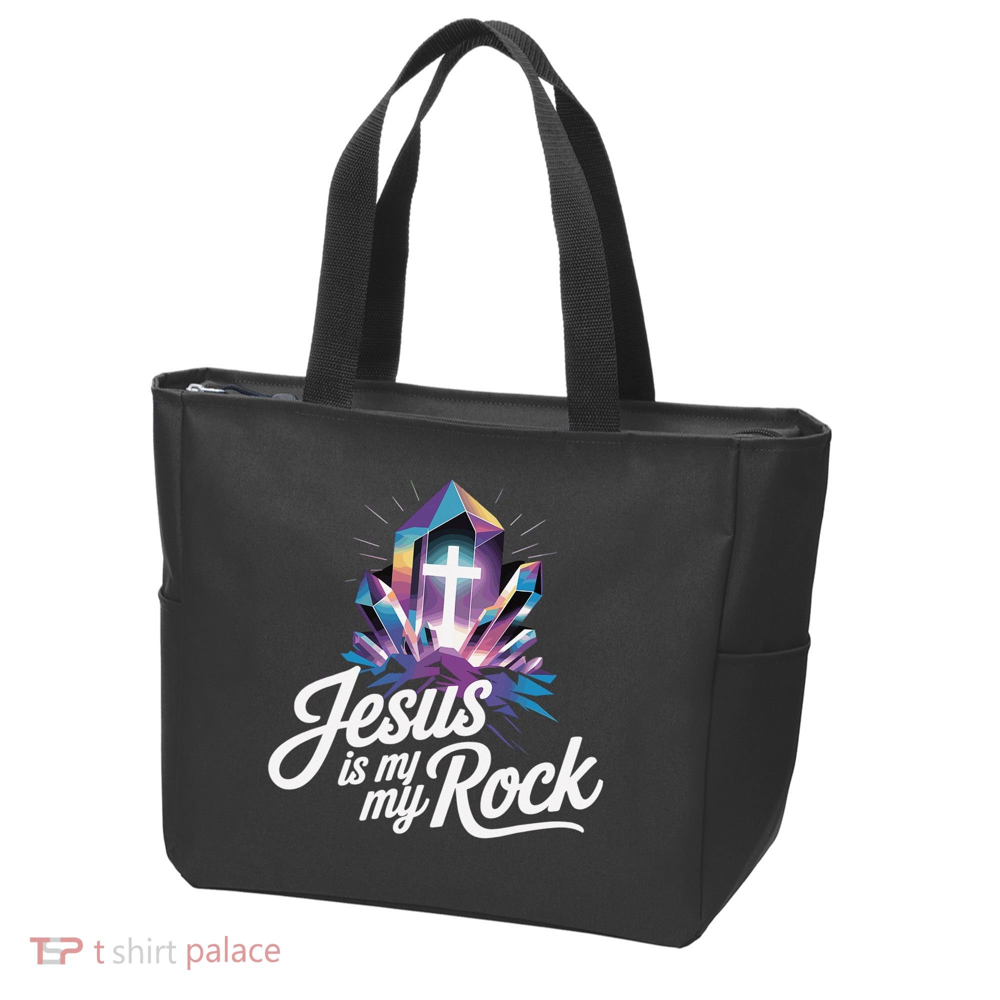 Biblical Jesus Is My Rock Christian Tote Bag