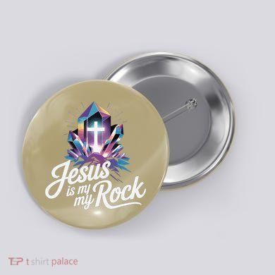 Biblical Jesus Is My Rock Christian Button