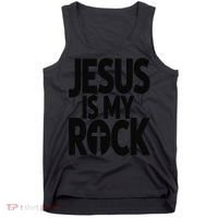 Biblical Jesus Is My Rock Christian Tank Top thumb 0