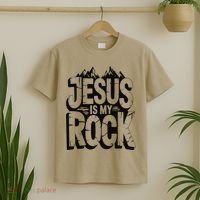 Biblical Jesus Is My Rock Christian T-Shirt thumb 2
