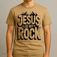 Biblical Jesus Is My Rock Christian T-Shirt thumb 3