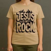 Biblical Jesus Is My Rock Christian T-Shirt thumb 4