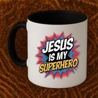 Boy Jesus Is My Superhero Christian Coffee Mug thumb 2