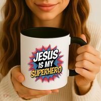 Boy Jesus Is My Superhero Christian Coffee Mug thumb 3