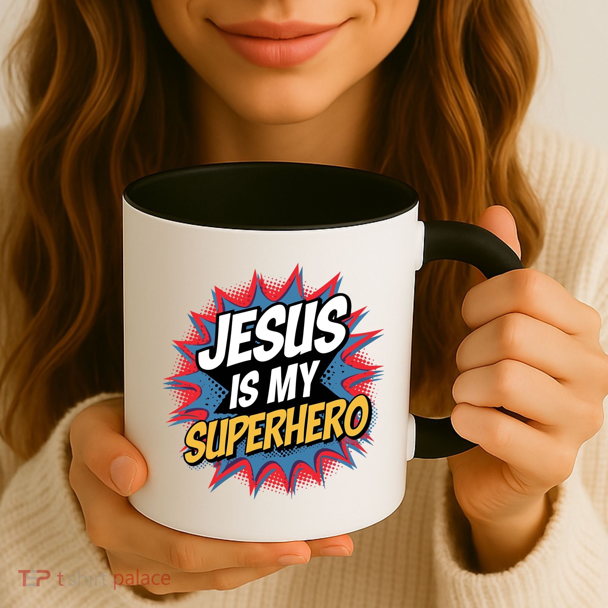 Boy Jesus Is My Superhero Christian Coffee Mug