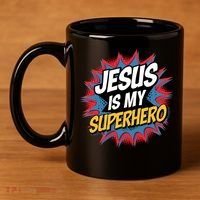 Boy Jesus Is My Superhero Christian 11oz C Handle Ceramic Mug thumb 4