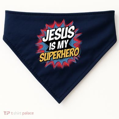 Boy Jesus Is My Superhero Christian USA-Made Doggie Bandana