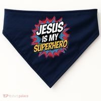 Boy Jesus Is My Superhero Christian USA-Made Doggie Bandana thumb 0