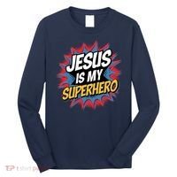 Boy Jesus Is My Superhero Christian Long Sleeve Shirt thumb 0