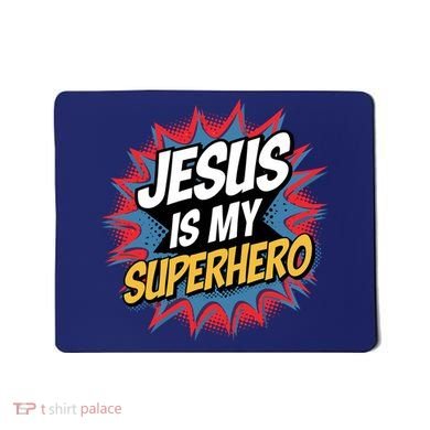 Boy Jesus Is My Superhero Christian Mousepad