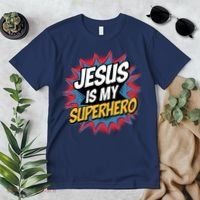 Boy Jesus Is My Superhero Christian Premium T-Shirt thumb 2