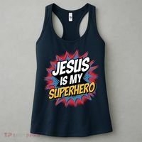 Boy Jesus Is My Superhero Christian Women's Tank Top thumb 3