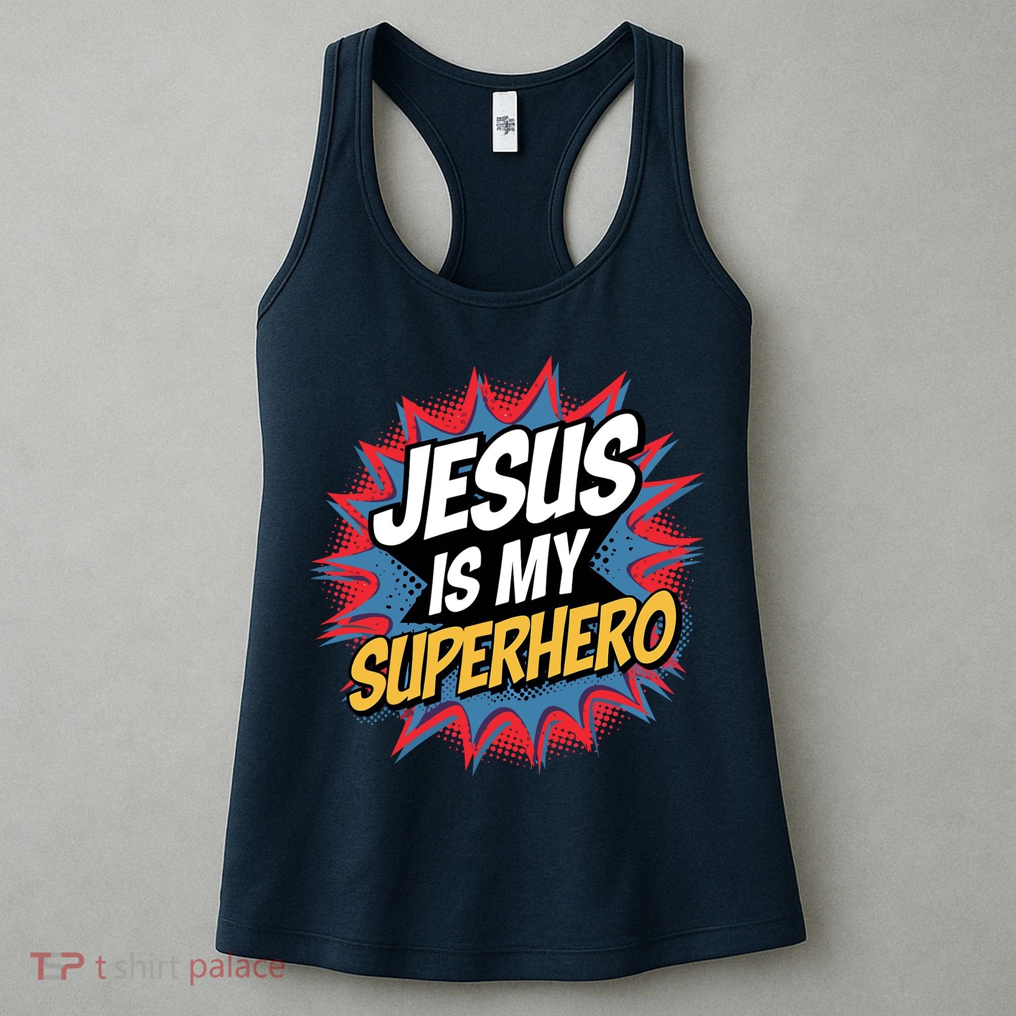 Boy Jesus Is My Superhero Christian Women's Tank Top