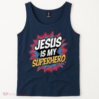 Boy Jesus Is My Superhero Christian Tank Top thumb 2
