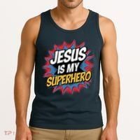Boy Jesus Is My Superhero Christian Tank Top thumb 3