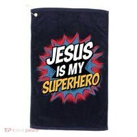 Boy Jesus Is My Superhero Christian Golf Towel thumb 0