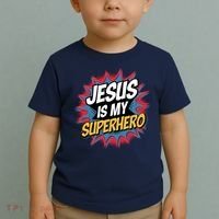 Boy Jesus Is My Superhero Christian Toddler T-Shirt thumb 2