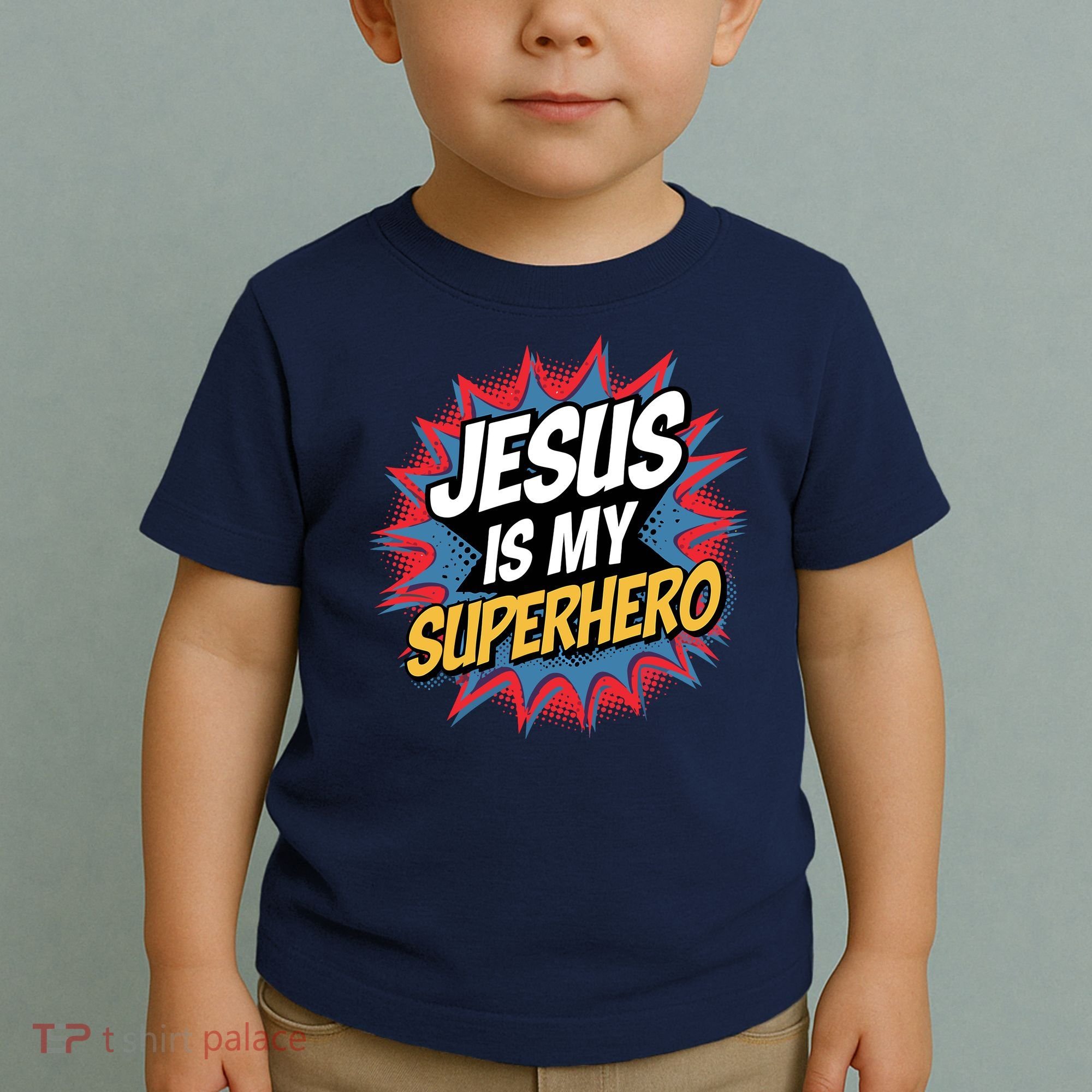 Boy Jesus Is My Superhero Christian Toddler T-Shirt