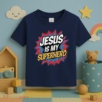Boy Jesus Is My Superhero Christian Toddler T-Shirt thumb 3