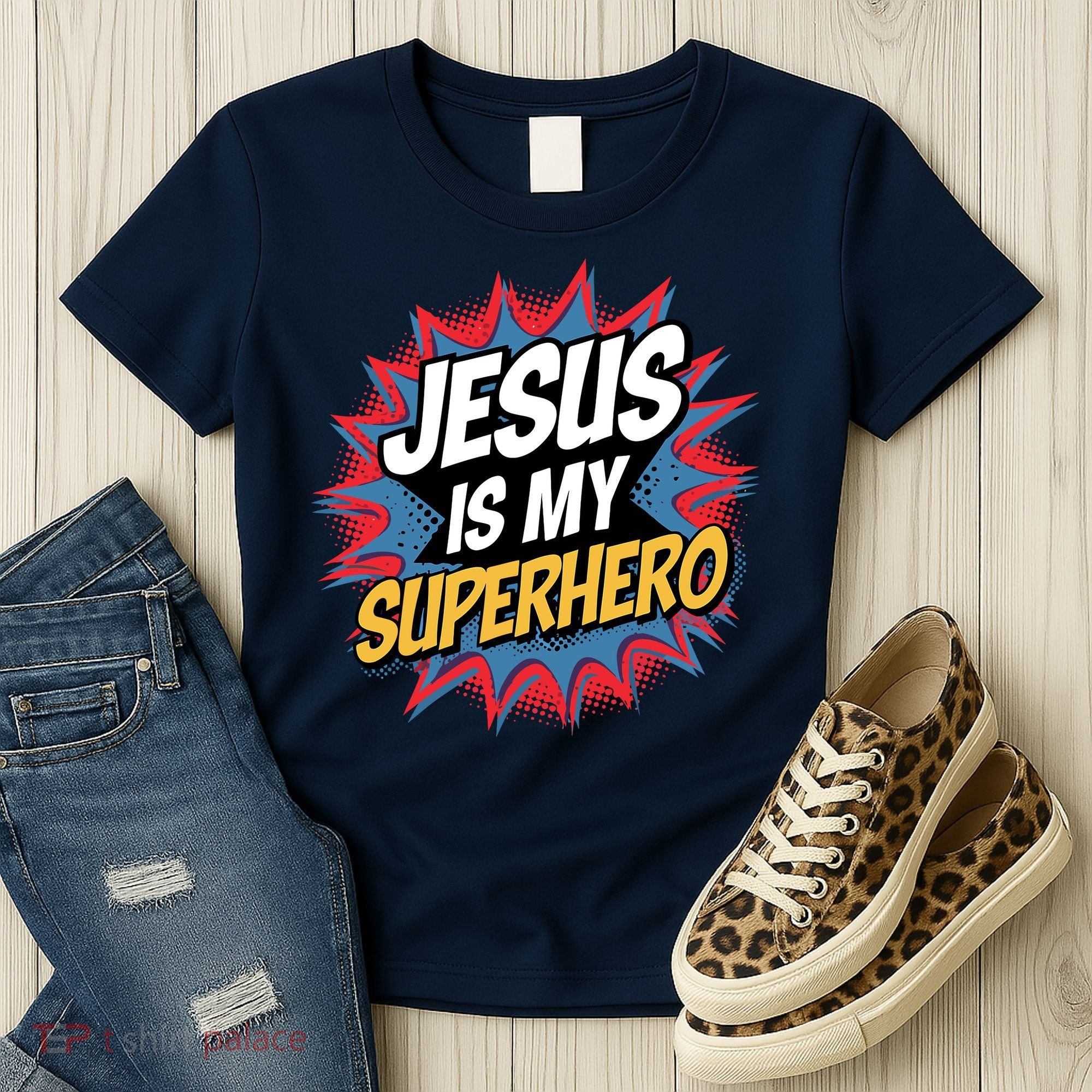 Boy Jesus Is My Superhero Christian Women's T-Shirt