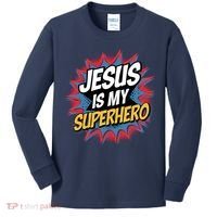Boy Jesus Is My Superhero Christian Kids Long Sleeve Shirt thumb 0
