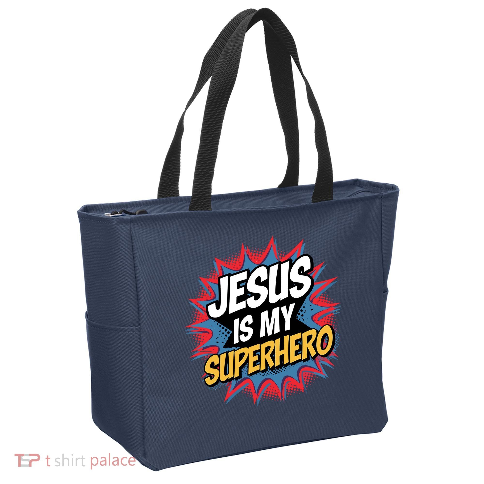Boy Jesus Is My Superhero Christian Tote Bag