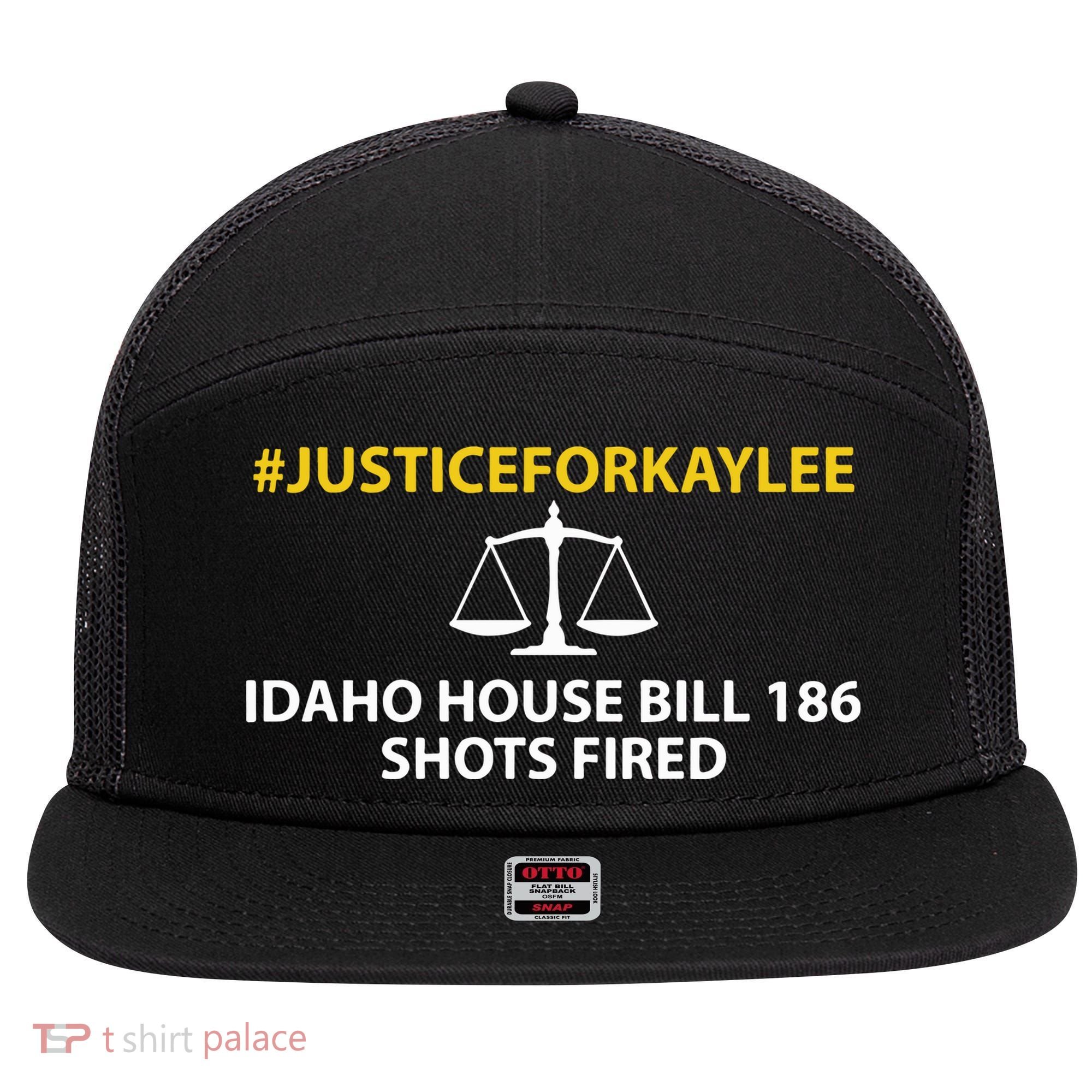 Bryankohberger #Justiceforkaylee Idaho House Bill 186 Shots Fired 7 Panel Mesh Trucker Snapback Hat