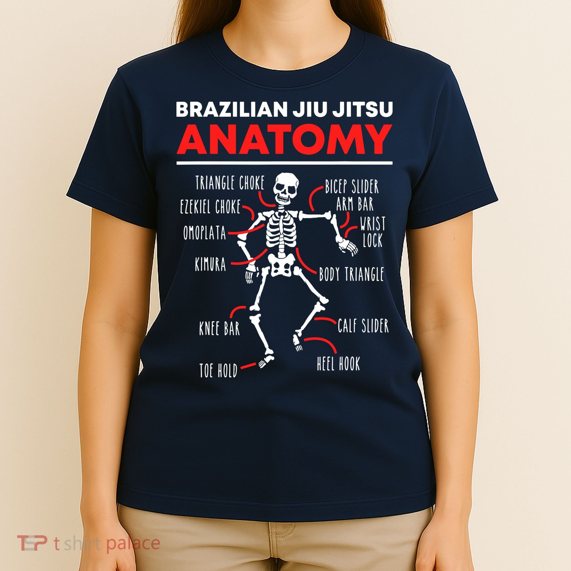 Brazilian Jiu Jitsu Anatomy Skeleton Funny Mix Martial Arts T-Shirt