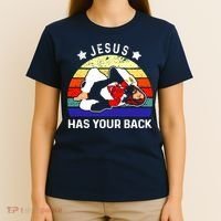 Brazilian Jiu Jitsu Jesus Has Your Back T-Shirt thumb 4