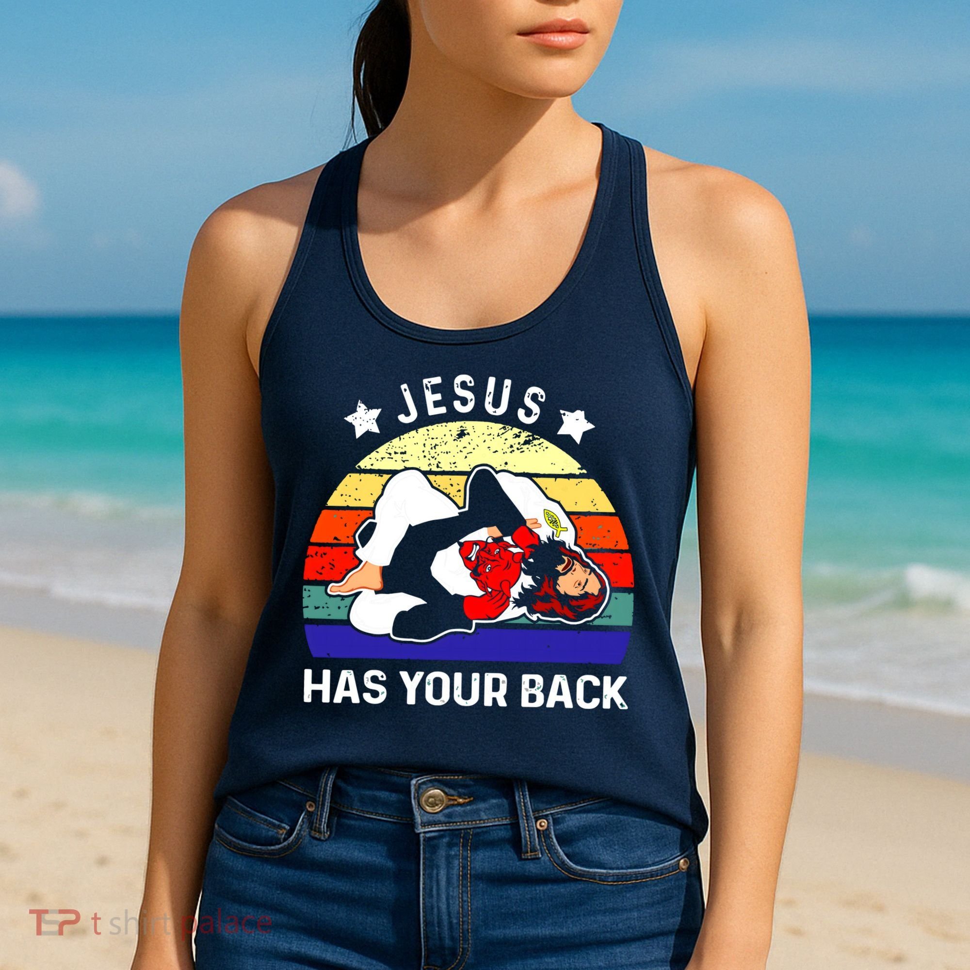 Brazilian Jiu Jitsu Jesus Has Your Back Women's Tank Top