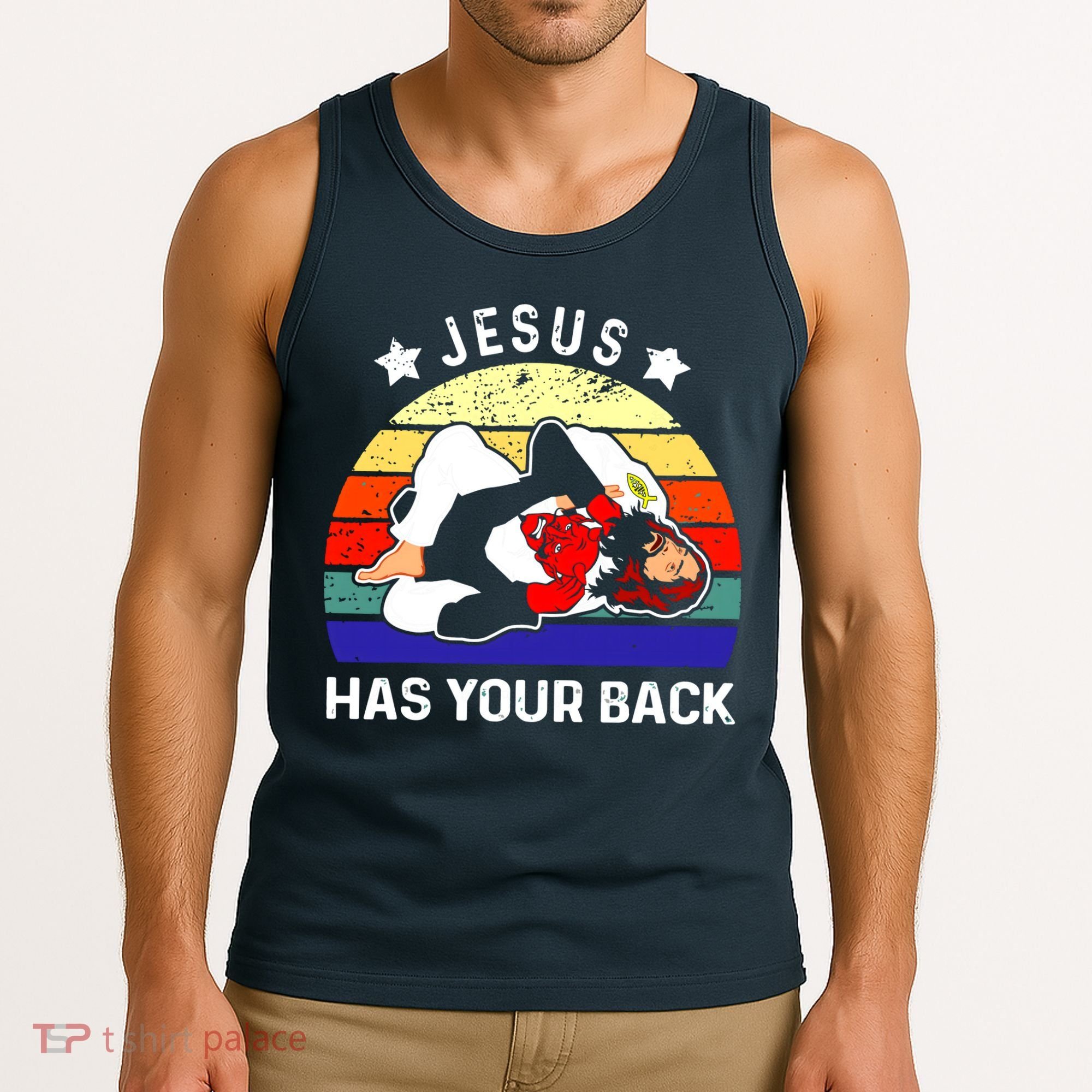 Brazilian Jiu Jitsu Jesus Has Your Back Tank Top