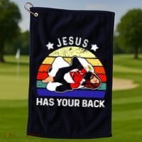 Brazilian Jiu Jitsu Jesus Has Your Back Golf Towel thumb 1