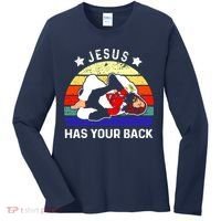 Brazilian Jiu Jitsu Jesus Has Your Back Women's Long Sleeve Shirt thumb 0
