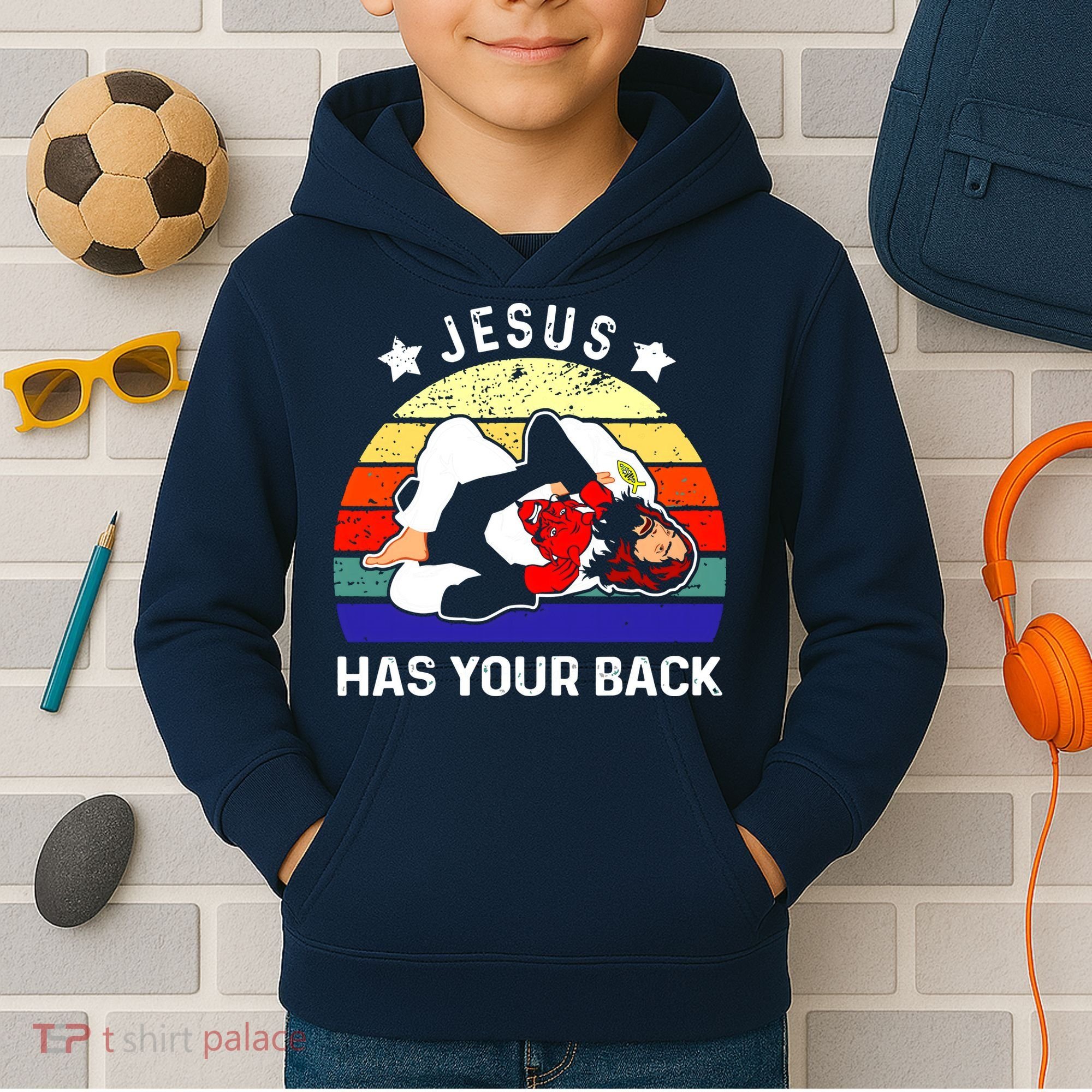 Brazilian Jiu Jitsu Jesus Has Your Back Kids Hoodie