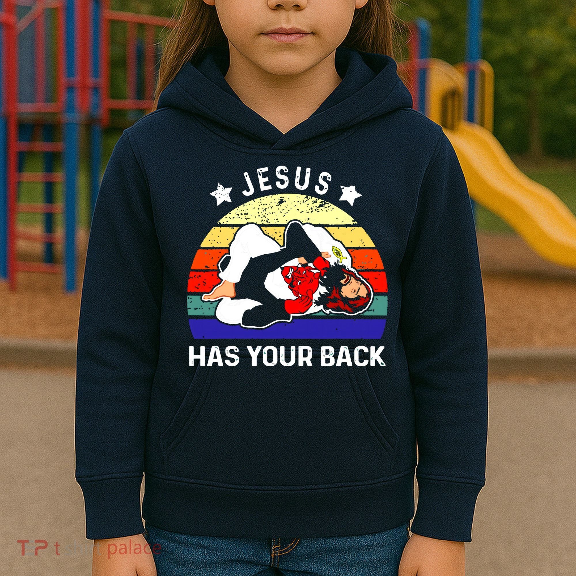 Brazilian Jiu Jitsu Jesus Has Your Back Kids Hoodie