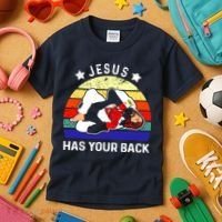 Brazilian Jiu Jitsu Jesus Has Your Back Kids T-Shirt thumb 3