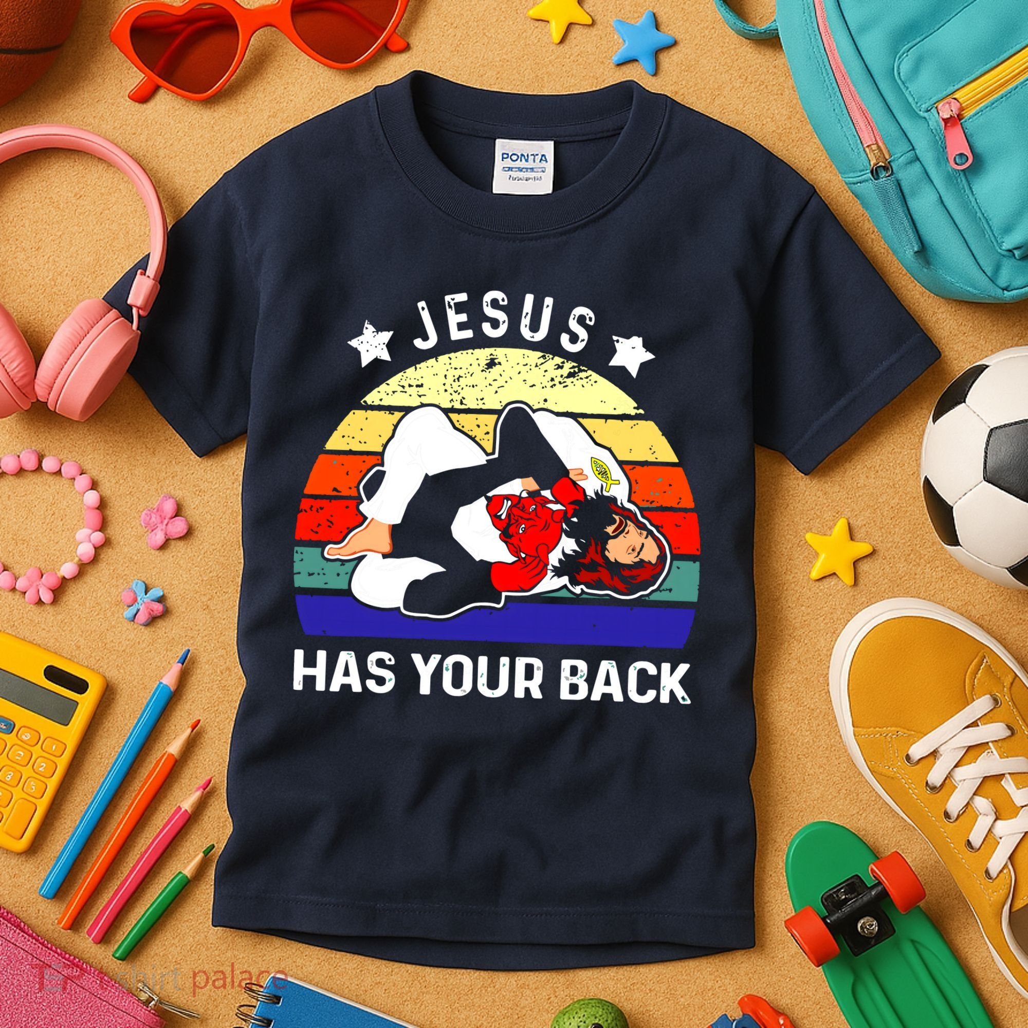 Brazilian Jiu Jitsu Jesus Has Your Back Kids T-Shirt