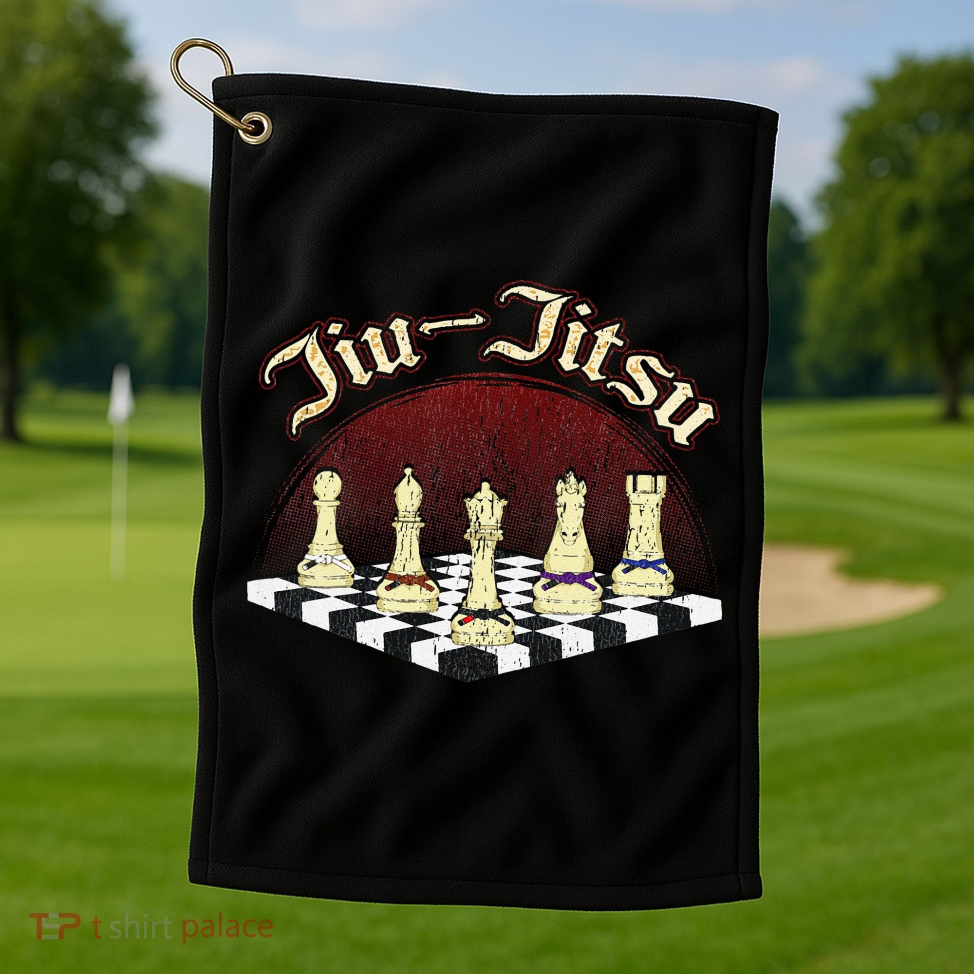 Brazilian Jiu Jitsu Chess Black Belt Golf Towel