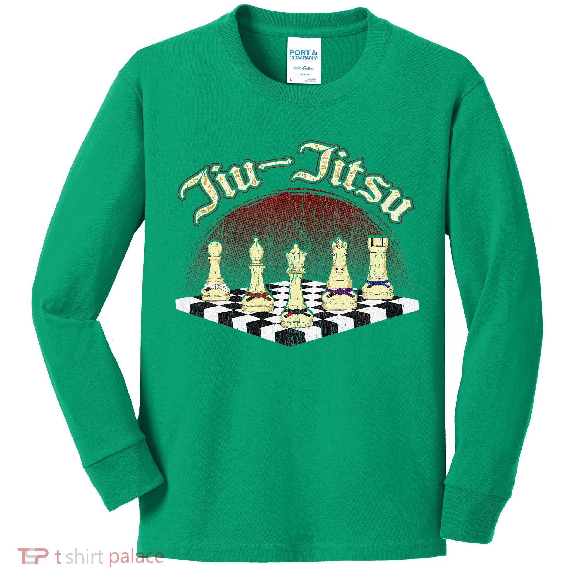 Brazilian Jiu Jitsu Chess Black Belt Kids Long Sleeve Shirt